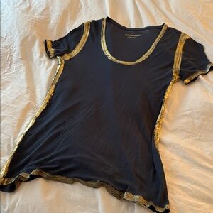 Zadig & Voltaire blue tee shirt gold foil.